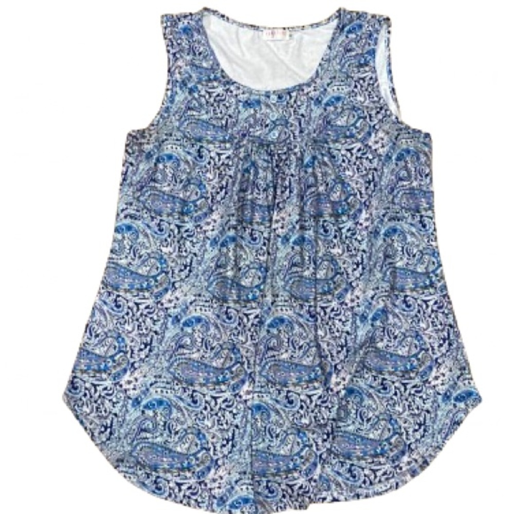 Paisley Blue and White Tank Top M